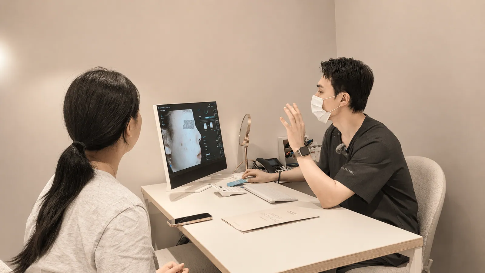 원장이 환자와 1:1로 상담하는 모습